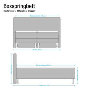 Lit boxspring Ramona VI Tissu - Noir - 180 x 200cm - D2 souple