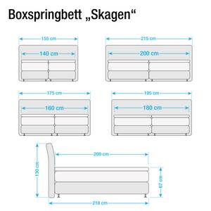 Boxspringbett Skagen Webstoff - Orange - 140 x 200cm - H2 - Nicht verstellbar