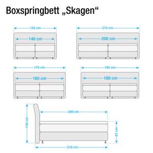 Boxspringbett Skagen Webstoff - Anthrazit - 200 x 200cm - H3 - Mit Fernbedienung verstellbar