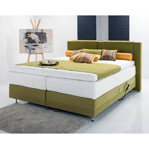 Boxspringbett Skagen Webstoff - Limettengrün - 200 x 200cm - H3 - Mit Fernbedienung verstellbar