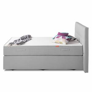 Boxspringbett Smood Colour III Strukturstoff - Hellgrau - 160 x 200cm