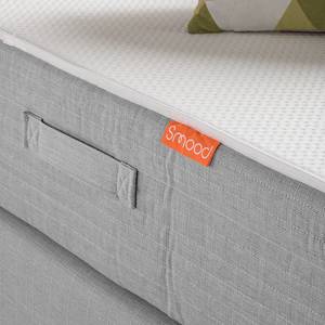 Lit boxspring Smood Colour III Tissu structuré - Gris lumineux - 140 x 200cm