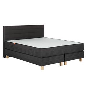 Boxspringbett Smood Webstoff - Anthrazit - Anthrazit - 140 x 200cm - Mit Kopfteil - Boxspringmatratze