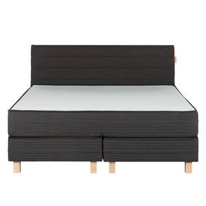 Lit boxspring Smood Tissu - Anthracite - Anthracite - 140 x 200cm - Avec tête de lit - Matelas boxspring