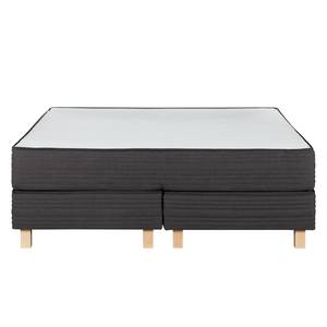 Lit boxspring Smood Tissu - Anthracite - Anthracite - 140 x 200cm - Sans tête de lit - Matelas boxspring