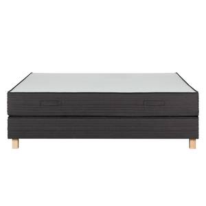 Lit boxspring Smood Tissu - Anthracite - Anthracite - 140 x 200cm - Sans tête de lit - Matelas boxspring