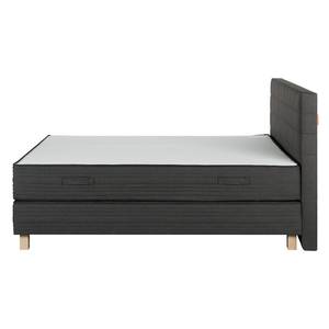 Boxspringbett Smood Webstoff - Anthrazit - Anthrazit - 160 x 200cm - Mit Kopfteil - Boxspringmatratze