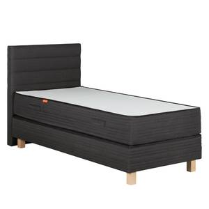 Boxspringbett Smood Webstoff - Anthrazit - Anthrazit - 90 x 200cm - Mit Kopfteil - Boxspringmatratze