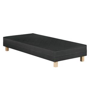 Lit boxspring Smood Tissu - Anthracite - Anthracite - 90 x 200cm - Sans tête de lit - Sans matelas