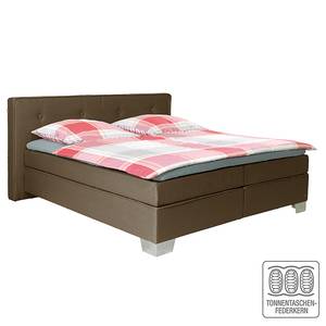 Boxspringbett Soft Box Webstoff - Braun - 140 x 200cm - H2