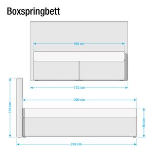 Boxspringbett Soft Cloud Box Stoff TUS: 1 ecru - 160 x 200cm - H3