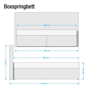 Boxspringbett Soft Cloud Box Stoff TUS: 19 light grey - 180 x 200cm - H3