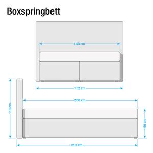 Boxspringbett Soft Cloud Box Stoff TUS: 1 ecru - 140 x 200cm - H3