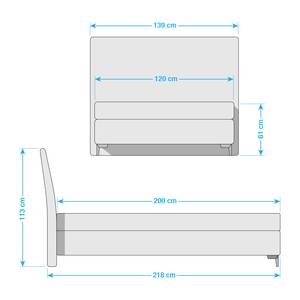 Boxspringbett Soft Line Webstoff Stoff TIM: 18 steel - 120 x 200cm - H3