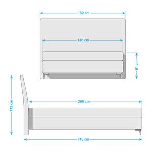 Boxspringbett Soft Line Webstoff Stoff TIM: 10 softblack - 140 x 200cm - H3