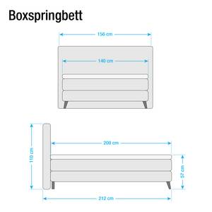 Boxspringbett Mälby Webstoff - Lichtgrau - 140 x 200cm