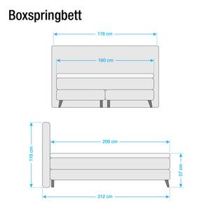 Lit boxspring Mälby Tissu - Gris clair - 160 x 200cm