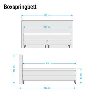 Boxspringbett Mälby Webstoff - Lichtgrau - 180 x 200cm