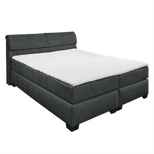 Lit boxspring Stamford (avec surmatelas) Microvelours - Anthracite