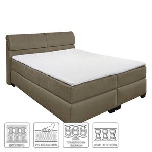 Boxspringbett Stamford (inkl. Topper) Microvelours - Hellbraun