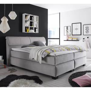 Boxspringbett Stamford (inkl. Topper) Microvelours - Silber