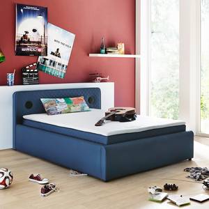 Boxspringbett Stawell Webstoff Blau