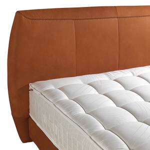 Lit boxspring Superior Cuir véritable marron - Marron miel - 160 x 200cm - D3 medium