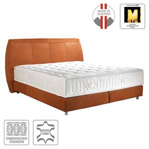 Boxspringbett Supreme Echtleder Echtleder - Honigbraun - 160 x 200cm - H3