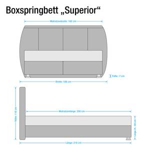 Lit boxspring Superior Cuir véritable marron - Marron miel - 160 x 200cm - D3 medium
