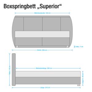 Lit boxspring Superior Cuir véritable marron - Marron vintage - 180 x 200cm - D2 souple