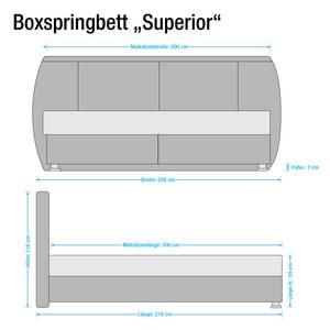 Lit boxspring Superior Cuir véritable marron - Marron miel - 200 x 200cm - D3 medium