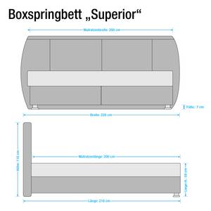 Boxspring Superior bruin echt leer - Vintage Donkerbruin - 200 x 200cm - H3 medium