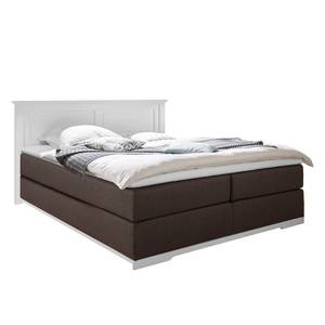 Lit boxspring Tabali (avec surmatelas) Tissu / Pin massif - Anthracite / Blanc