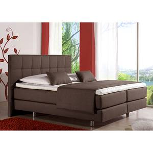 Lit boxspring Tevin Tissu - Marron - 100 x 200cm - Matelas à ressorts Bonnell - D2 souple