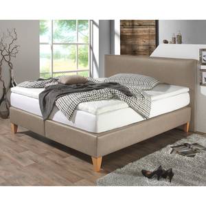 Boxspringbett Tidaholm Kunstleder Beige - 200 x 200cm - Kaltschaummatratze - H2