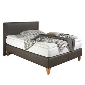 Boxspringbett Tidaholm Kunstleder Kunstleder - Dunkelolivgrün - 140 x 200cm - Tonnentaschenfederkernmatratze - H3