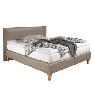 Boxspringbett Tidaholm Kunstleder Kunstleder - Beige - 200 x 200cm - Kaltschaummatratze - H3