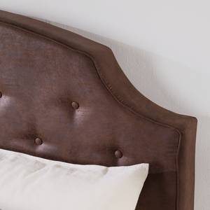 Lit boxspring Tombstone Tissu - Marron - 160 x 200cm