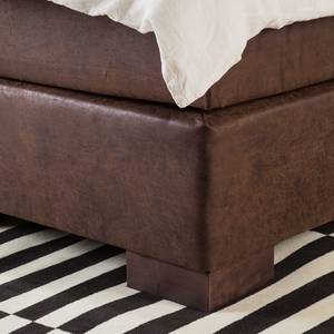 Lit boxspring Tombstone Tissu - Marron - 140 x 200cm