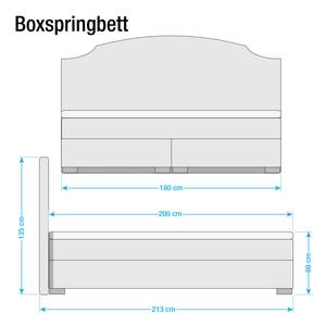 Lit boxspring Tombstone Tissu - Marron - 180 x 200cm