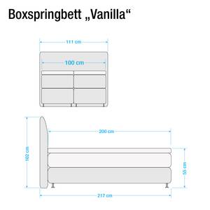 Lit boxspring Valea Tissu structuré - Anthracite - 100 x 200cm - Matelas à ressorts Bonnell - D2 souple