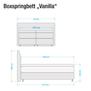 Lit boxspring Valea Tissu structuré - Anthracite - 140 x 200cm - Matelas à ressorts Bonnell - D2 souple