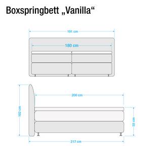 Boxspring Valea structuurstof - Beige - 180 x 200cm - Bonell-binnenveringmatras - H2 zacht