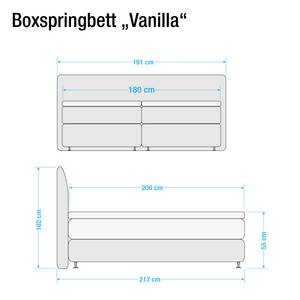 Boxspring Valea structuurstof - Taupe - 180 x 200cm - Bonell-binnenveringmatras - H3 medium