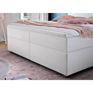 Boxspringbett Vela inkl. Topper & Beleuchtung - Kunstleder - Weiß