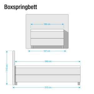 Lit boxspring Vimmerby Imitation cuir - Blanc / Gris - 100 x 200cm - Matelas à ressorts Bonnell - D2 souple
