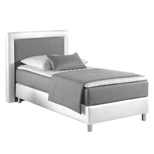 Boxspringbett Vimmerby Kunstleder Weiß / Grau - 100 x 200cm - Bonellfederkernmatratze - H3