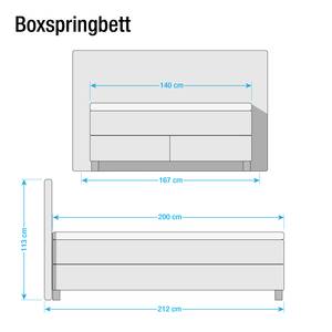 Lit boxspring Vimmerby Imitation cuir - Blanc / Gris - 140 x 200cm - Matelas à ressorts Bonnell - D2 souple