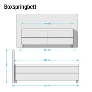 Boxspringbett Vimmerby Kunstleder Weiß / Grau - 160 x 200cm - Kaltschaummatratze - H3