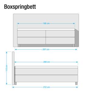 Boxspringbett Vimmerby Kunstleder Kunstleder / Strukturstoff - Weiß / Grau - 180 x 200cm - Kaltschaummatratze - H3